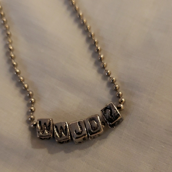 Silver Beaded WWJD? Necklace- 18" - Picture 1 of 5
